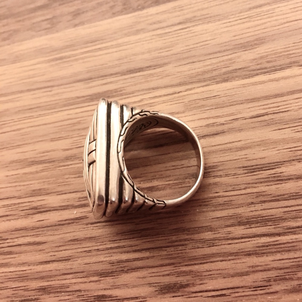 John Hardy Silver Woven Square Dome Ring - Picture 4 of 4